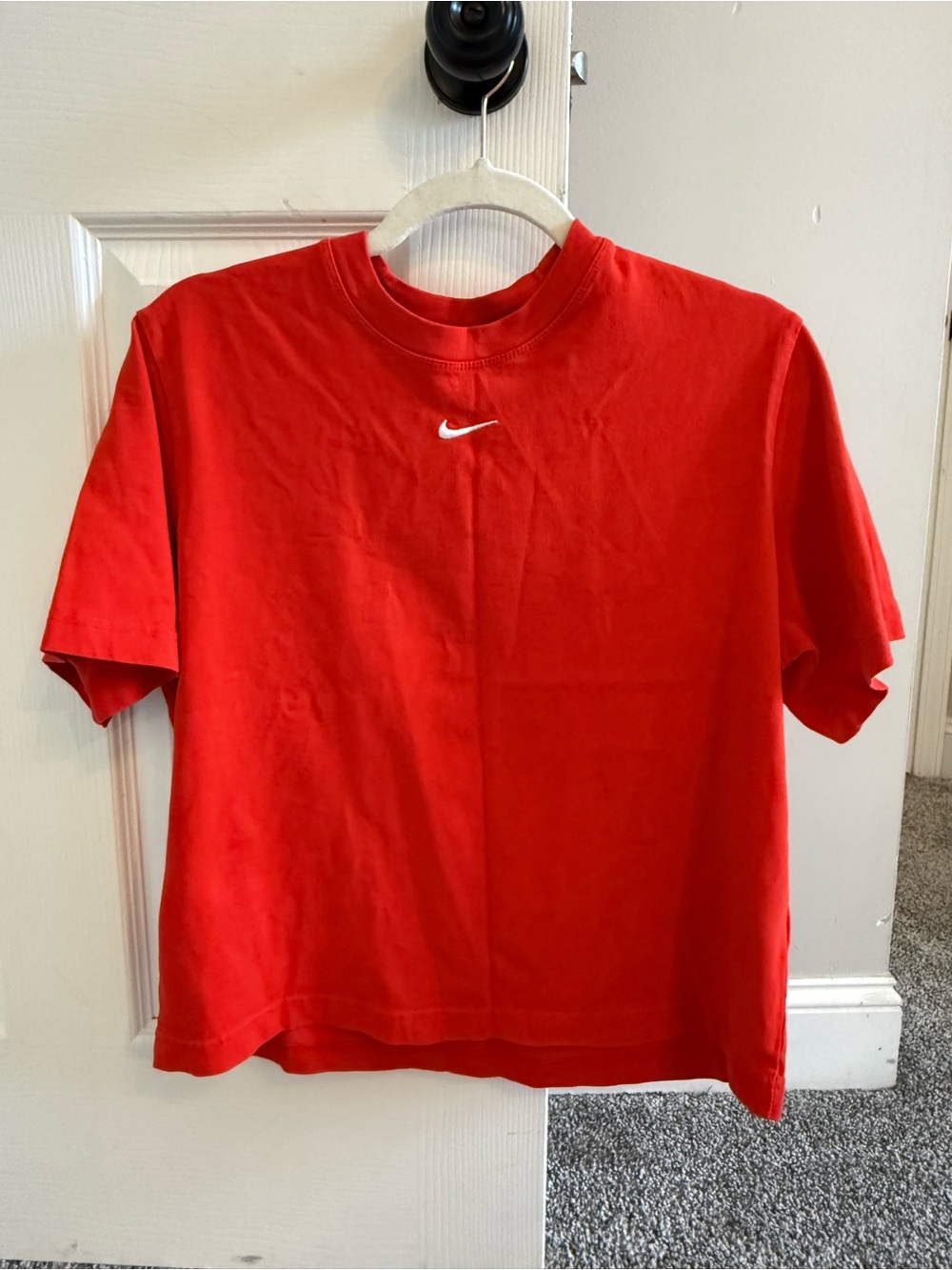 Nike Red Loose Fit Crewneck Tee with White Swoosh